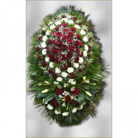 Венок с живыми цветами №01