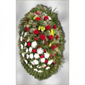 Венок с живыми цветами №03